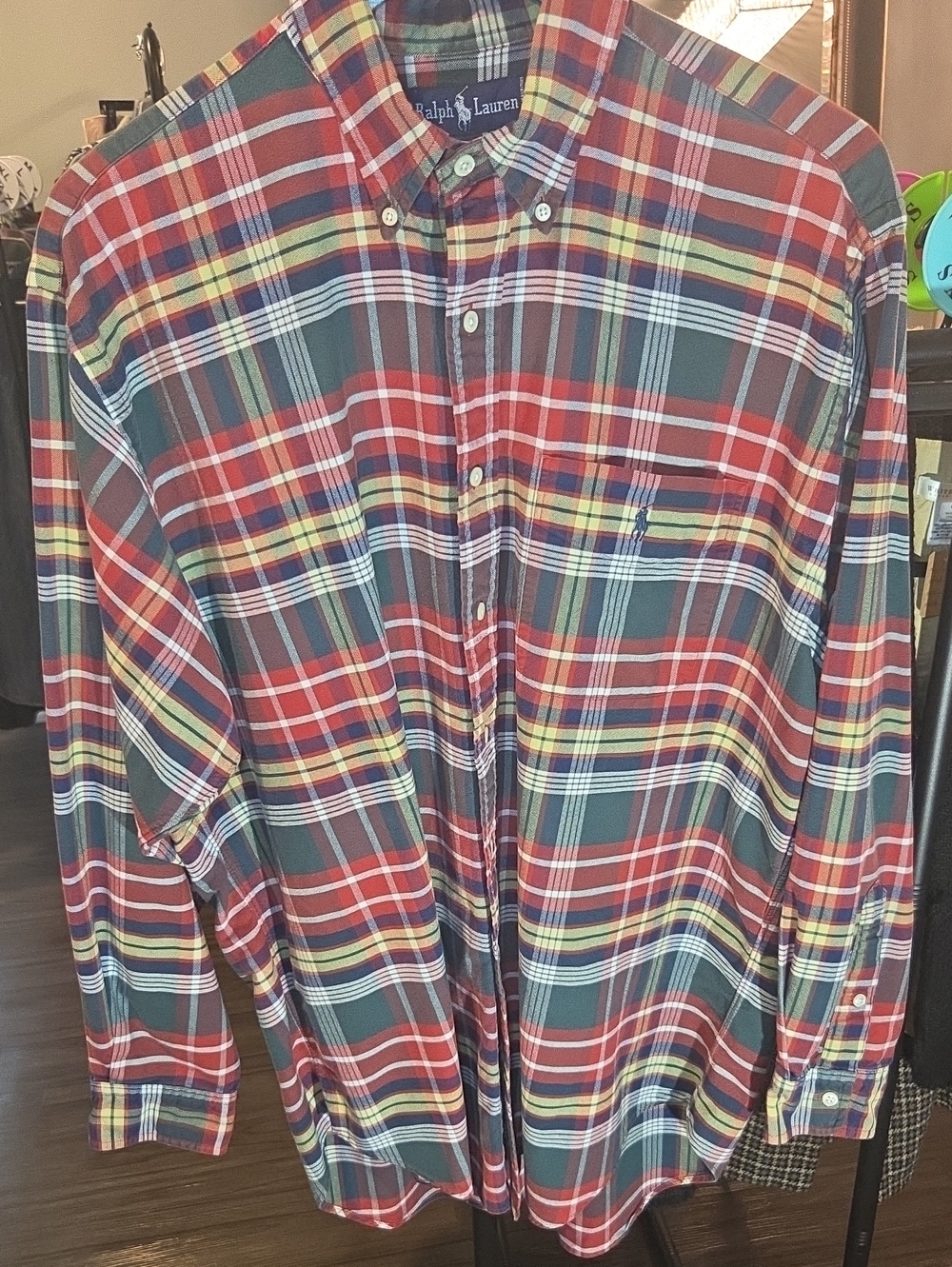 Ralph Lauren Red, Green & Yellow Plaid Button-Down Shirt